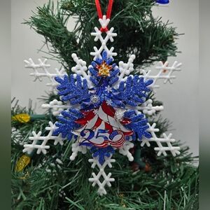 OOAK United States 250th Anniversary Ornament Snowflake USA Patriotic Freedom